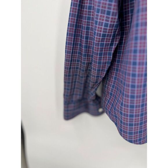 UNTUCKit Blue Plaid Wrinkle Free Button Up Dress Shirt Men's Size Large Cotton - Picture 3 of 12